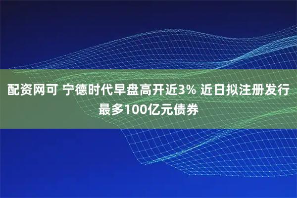 配资网可 宁德时代早盘高开近3% 近日拟注册发行最多100亿元债券
